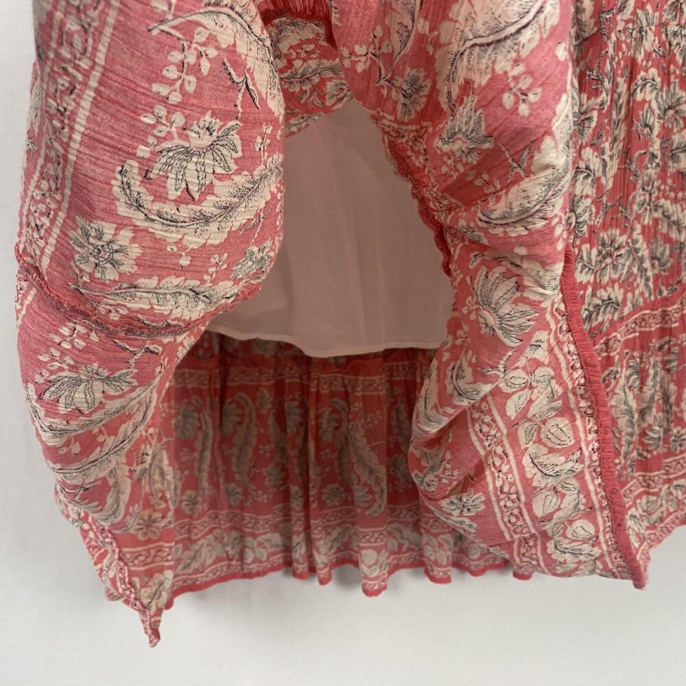 Chaps Skirt Women 1X Pink Floral Peasant Tiered Midi Elastic Pull On Waist Flowy - Picture 3 of 10